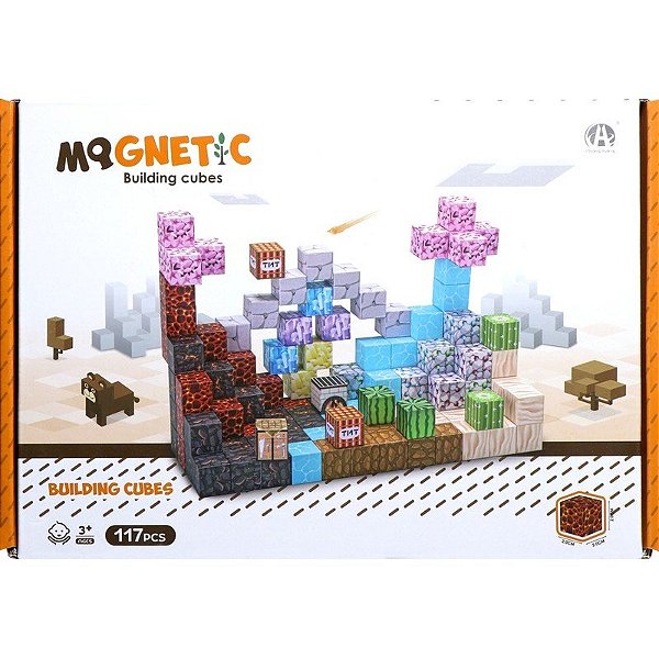 Jogo de Cubos Magnéticos de Construção Magnetic Chuang Huang - CH1355 (117 peças)