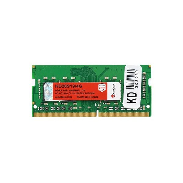 Memória para Notebook Keepdata, DDR4 4GB (1x4GB), 2666MHz, SO-DIMM, KD26S19/4G, Preto