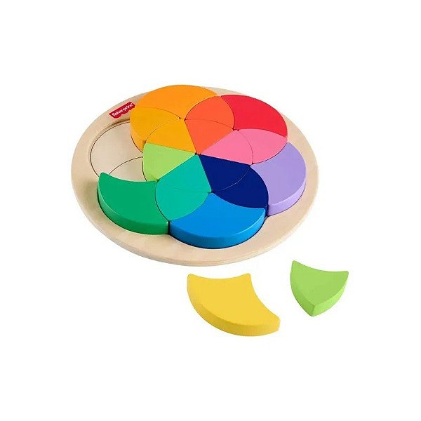 Jogo Didático Quebra-Cabeça de Roda de Cores de Madeira 19 Peças