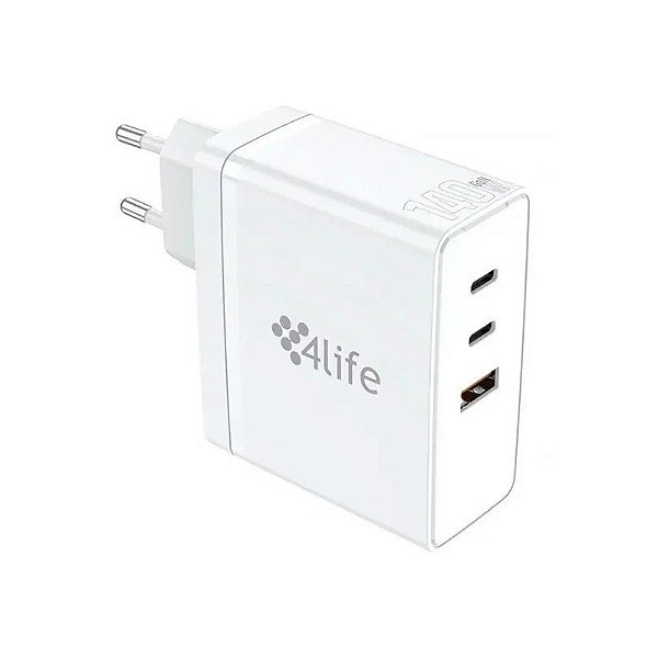 Adaptador de Tomada 4LIFE FL75140CCAGW USB/2 USB-C de 140 Watts - Branco