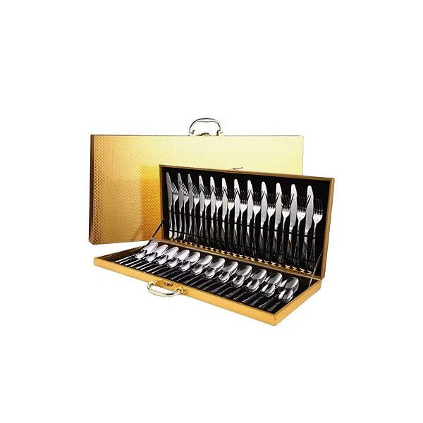 Kit de Talheres 1103 - Maleta Dourada - 48 Peças