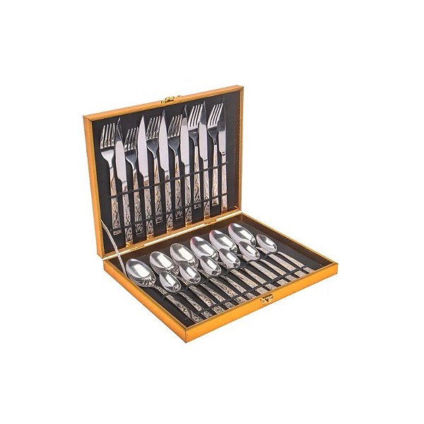 Jogo de Talheres de Inox com 24 Peças