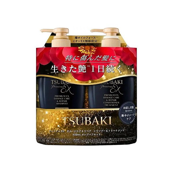 Kit Shampoo Tsubaki Premium Ex Tratamento de Danos & Reparação 400 ML + Condicionador 400 ML