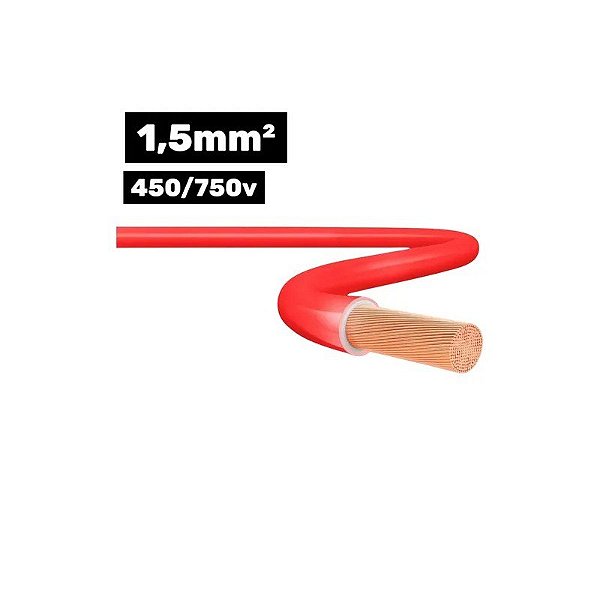 Cabo Flexsil 450/750V 1*1,5mm 100m Vermelho