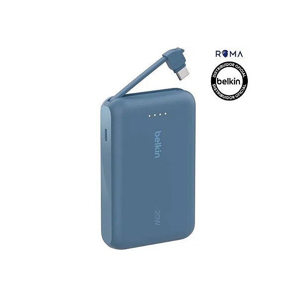 Carregador Portátil Belkin Boostcharge 10K com Cabo Integrado Azul - BPB021FQBL