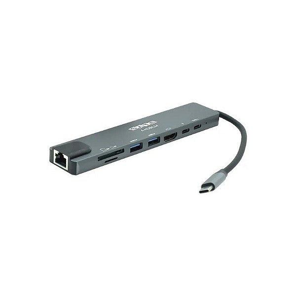 Hub Satélite A-HUBC54 - 8 Portas - USB - Cinza
