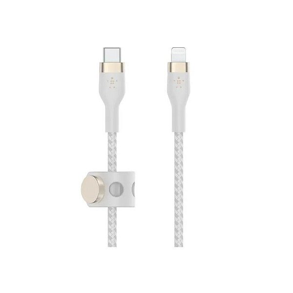 Cabo Belkin Boostcharge Pro Flex 2M USB-C/Lightning Trançado Silicone Branco - CAA011BT2MWH
