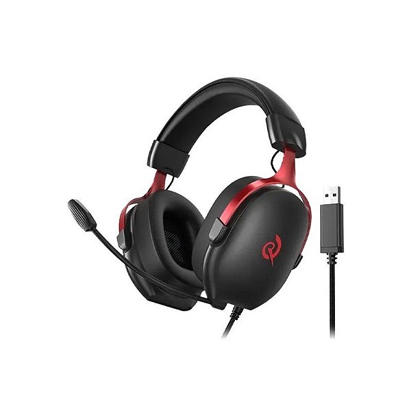 Headset Gaming QCY Heroad VN200 Pro BH25H7GMA com USB para PC/PS4/PS5 - Preto/Vermelho