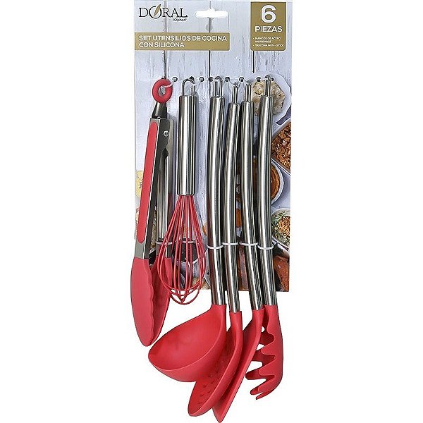Conjunto de Utensílios Doral - Vermelho (6 peças)