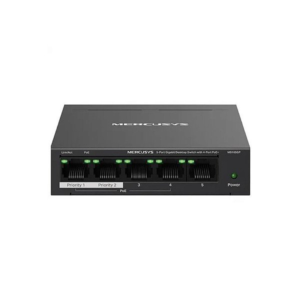 Hub Switch Mercusys MS105GP 5 Portas 4 PoE 65W Gigalan