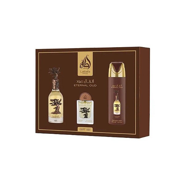 Kit Presente Lattafa Pride Eternal Oud - 3 em 1 - Eau de Parfum - Unissex - 100ML