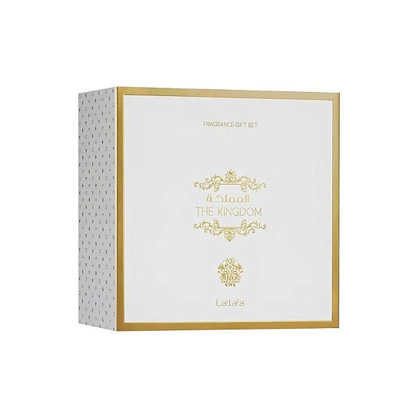 Kit Perfume Lattafa The Kingdom - Água de Perfume - Unissex - 3 Em 1 - 100ML + 12ML + 100ML