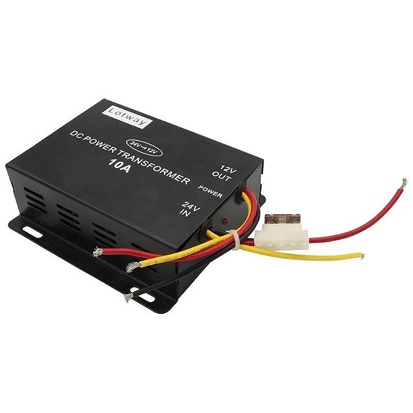 Inversor de Tensão para Carro Lotway 24V para 12V 10A - Preto