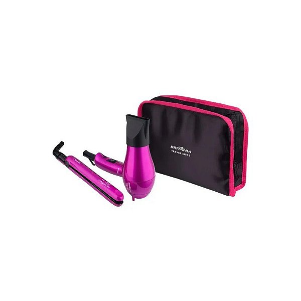Kit Britânia Travel Shine - Secador + Alisador - 1000W - Bivolt - Roxo