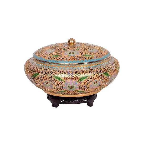Centro de Mesa de Porcelana Oriental com Tampa
