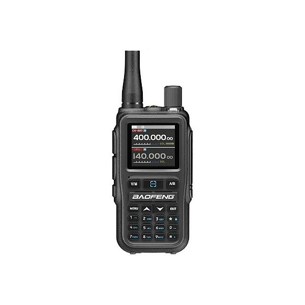 Rádio Walkie Talkie Baofeng UV-5RMINI - Banda Dupla - 5W - 128 Canais - Preto