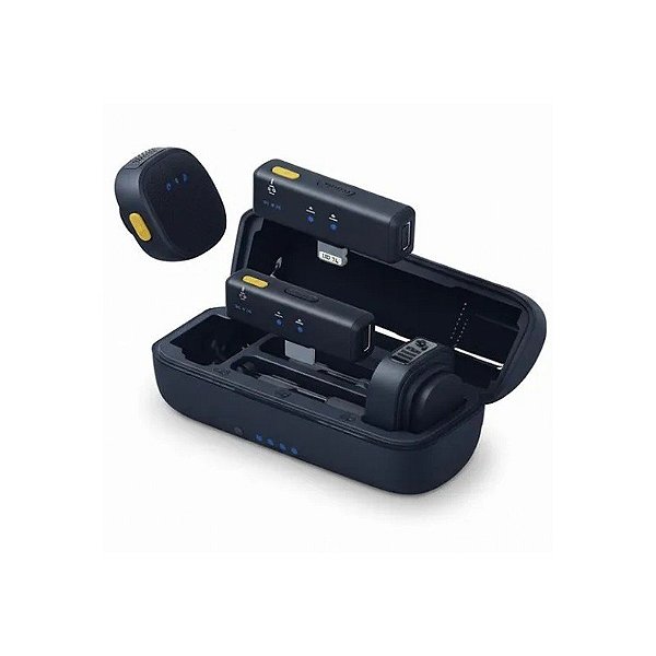 Microfone Sem Fio Via Satélite A-MK204 Tipo C + Lightning - Preto