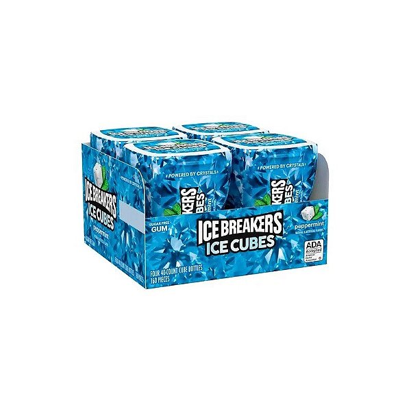 Chiclete Icebreakers Icecube Hortelã-Pimenta 4X40 Unidades