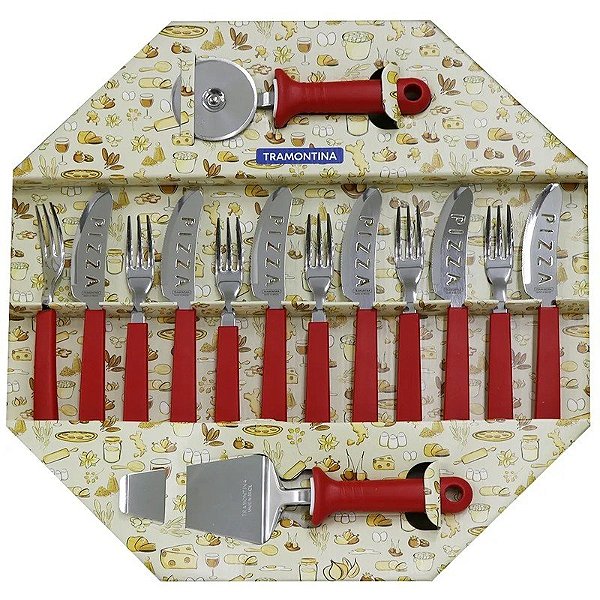Kit para Pizza Tramontina 25099/722 (14 Peças) Vermelho