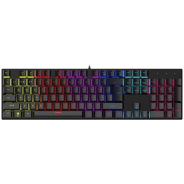Teclado Gamer Satellite GK-31 King Fight RGB Mecânico com Fio Preto