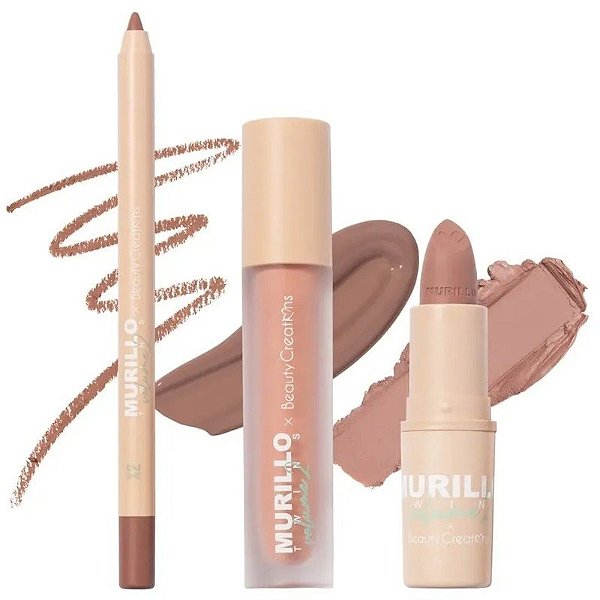 Batom Líquido + Lápis para Boca + Batom Beauty Creations Murillo Twins Volume 2