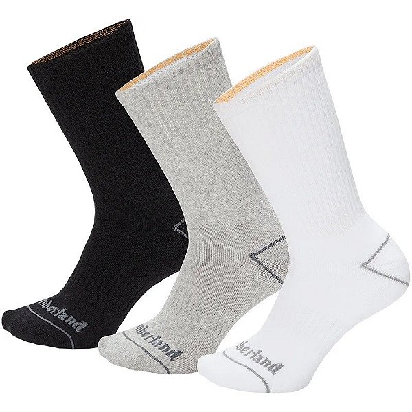 3 Pares de Meias Timberland TB0A2PTT M05 Cinza/Branco/Preto