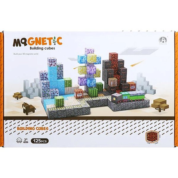 Jogo de Cubos Magnéticos de Construção Magnetic Chuang Huang - CH1356 (125 peças)