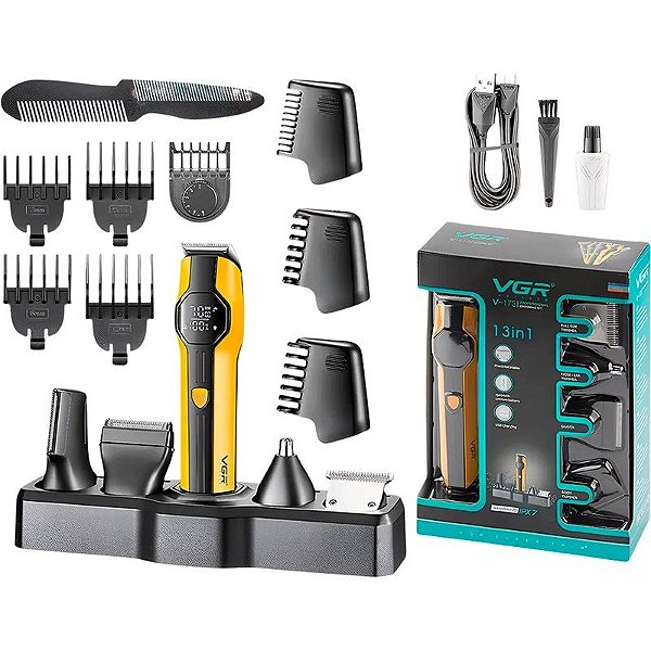 Kit de Higiene Cortador de Cabelo VGR Voyager V-173 - Amarelo