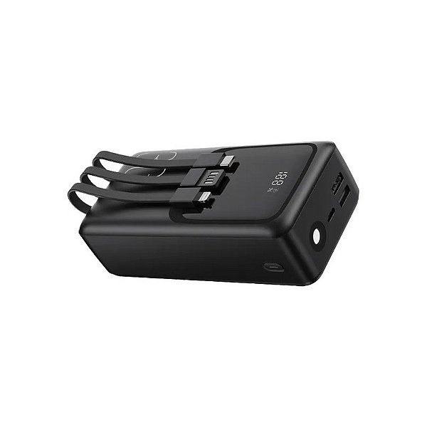 Carregador Portátil FTX 10000MAH 22.5W PB-30LCD-BK Power Bank Preto com Cabo In