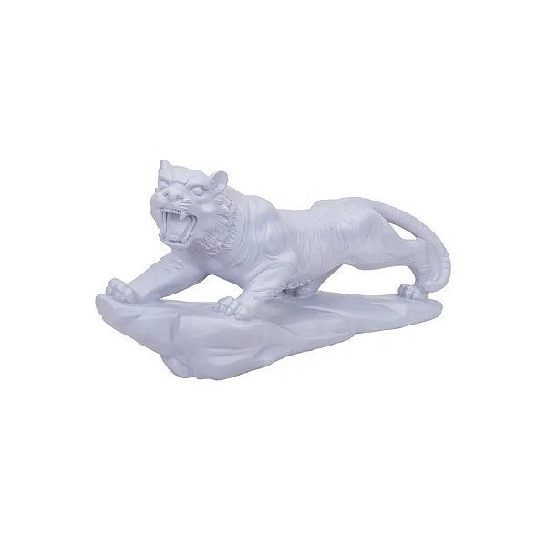 Estátua Decorativa de Leão 45 cm Cinza