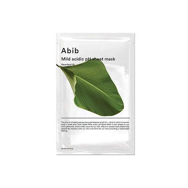 Máscara Facial Abib PH Ácido Suave Heartleaf Fit - 10 Unidades