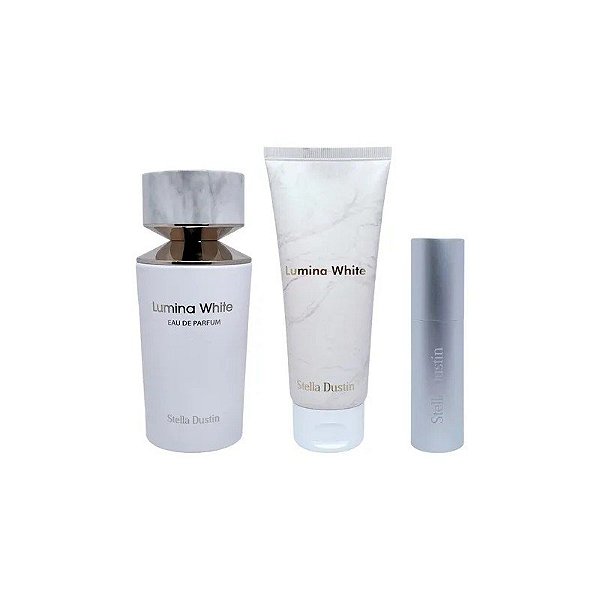 Kit Presente Stella Dustin Lumina White 3 em 1 - Perfume EDP 100ML + Loção Corporal 100ML + Refil Recarregável 5ML