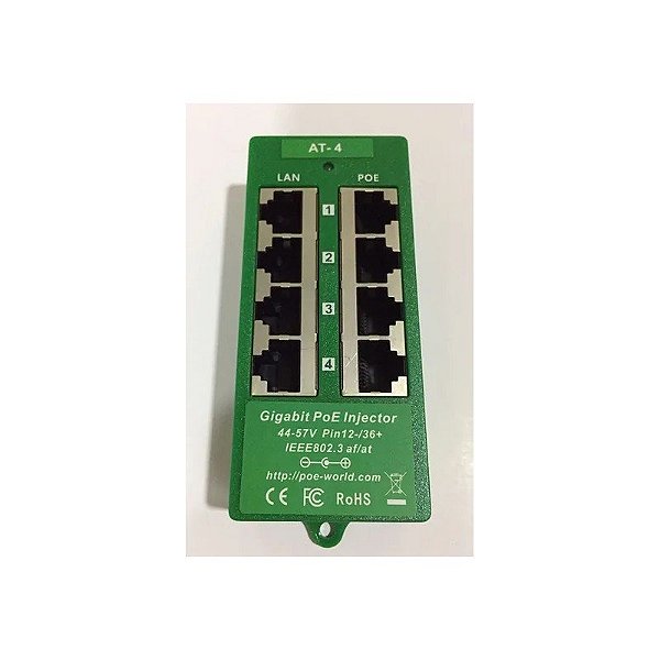 Injetor PoE 4 Portas ZQ Ativo Gigabit (AT-4GIGABIT) GAT-4
