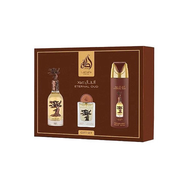 Kit Presente Lattafa Pride Eternal Oud Eau de Parfum Unissex - 3 Unidades
