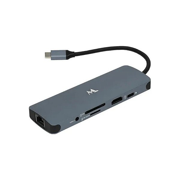Hub USB-C Mtek DS-91TC com 3 Portas USB 3.0/HDMI e USB-C - Cinza