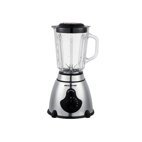 Liquidificador Megastar KC1936C 500 Watts 5 Velocidades 220V ~ 50/60 HZ - Prata/Preto
