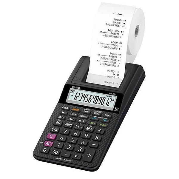Calculadora Casio com Impressora HR-8RC (12 Dígitos) - Preto