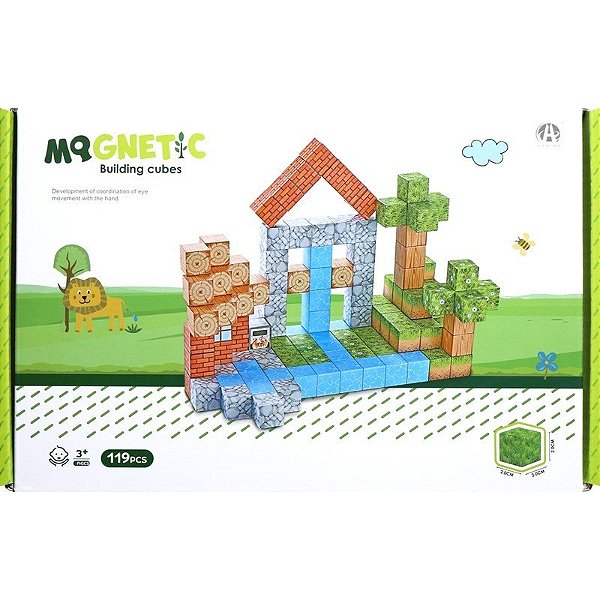 Jogo de Cubos Magnéticos de Construção Magnetic Chuang Huang - CH1322 (119 peças)