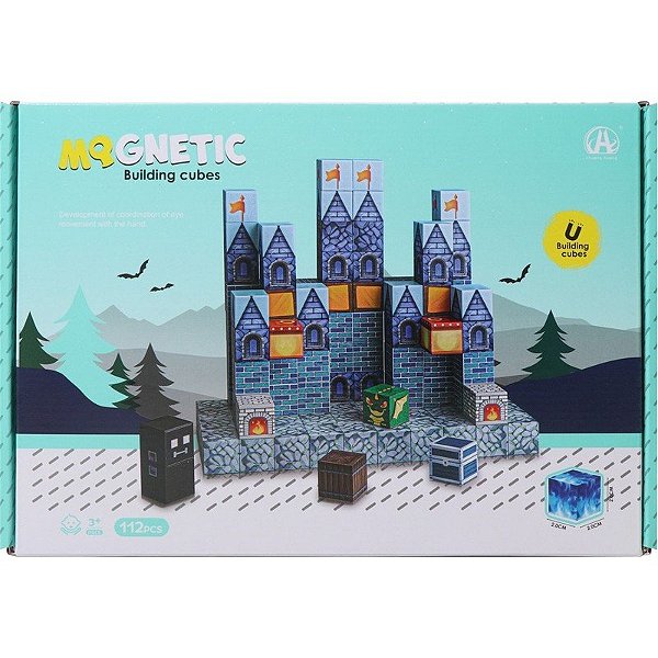 Blocos Magnéticos de Construção Magnetic Building Cubes Chuang Huang - CH1397 (112 peças)