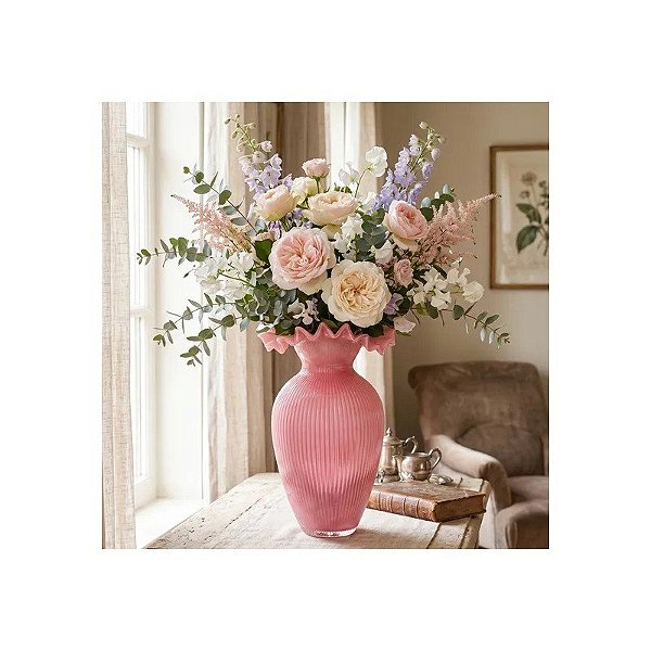 Vaso de Vidro Soprado - Rosa