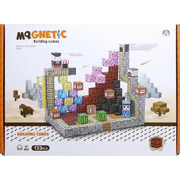 Jogo de Cubos Magnéticos de Construção Magnetic Chuang Huang - CH1358 (133 peças)