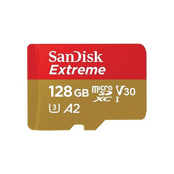 Cartão de Memória Micro SD Sandisk Extreme 190-130 MB/s U3 128 GB com Adaptador (SDSQXAA-128G-GN6MA)