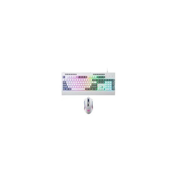 Kit Teclado + Mouse Gamer Redragon Essentials S151W USB / RGB / Branco