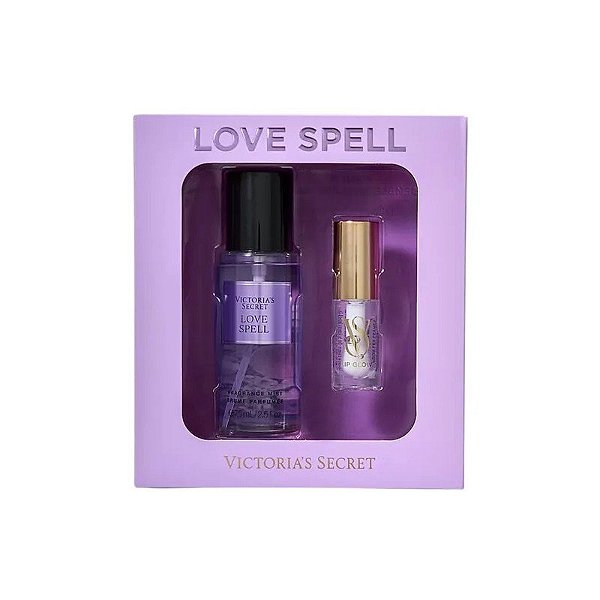 Kit Victoria's Secret Love Spell Névoa Corporal 75ML + Brilho Labial Transparente 3.2G