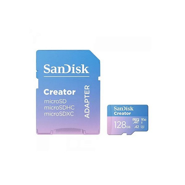 Cartão MicroSD 128GB SanDisk Creator 190MB/s/90MB/s SDSQXAA-128G-GN 6MS
