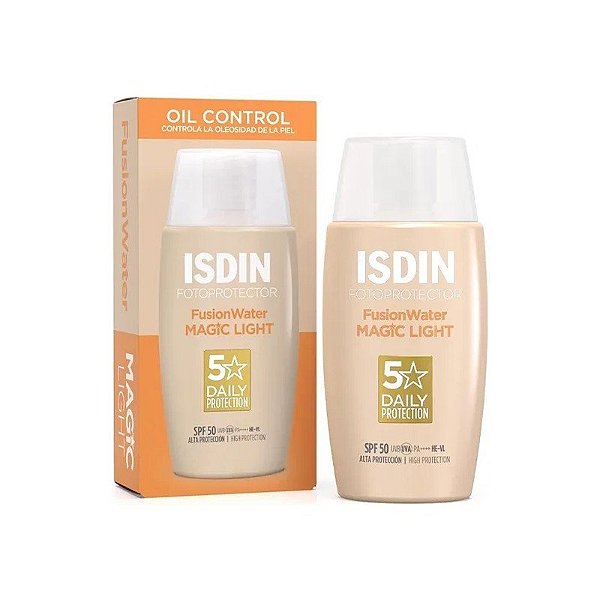 Protetor Solar Facial Isdin Fusionwater Magic Light FPS 50 50 ML