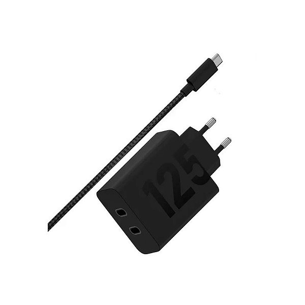 Carregador Motorola Turbo Power MCD-1259 125W Duplo USB-C com Cabo - Preto