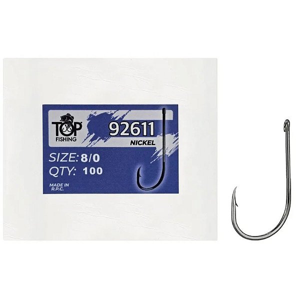 Anzol Top Fishing 92611 Preto Níquel 8/0 com 100 peças