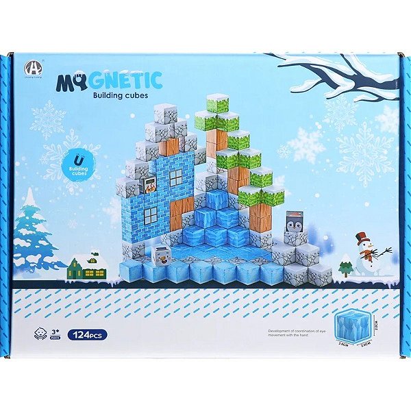 Jogo de Cubos Magnéticos de Construção Magnetic Chuang Huang - CH1313 (124 peças)