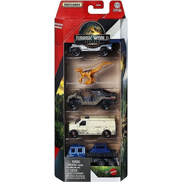Conjunto de Fuga Rápida Jurassic World Rebirth Matchbox Mattel - JGL25 (5 unidades)